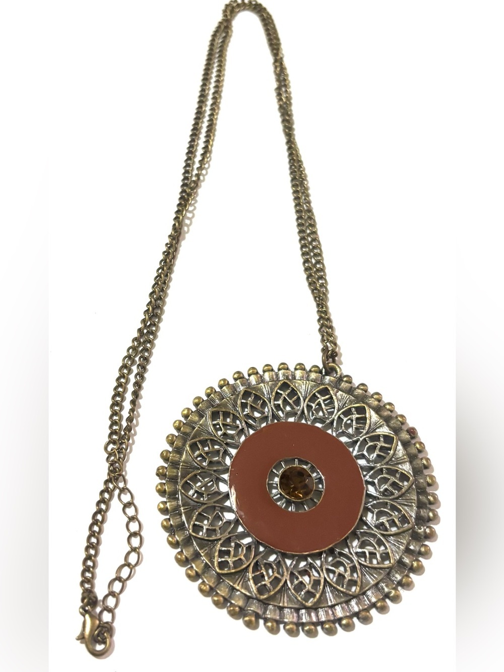 Vintage Round Medallion Crossbody Bag in Bronze and Terracotta